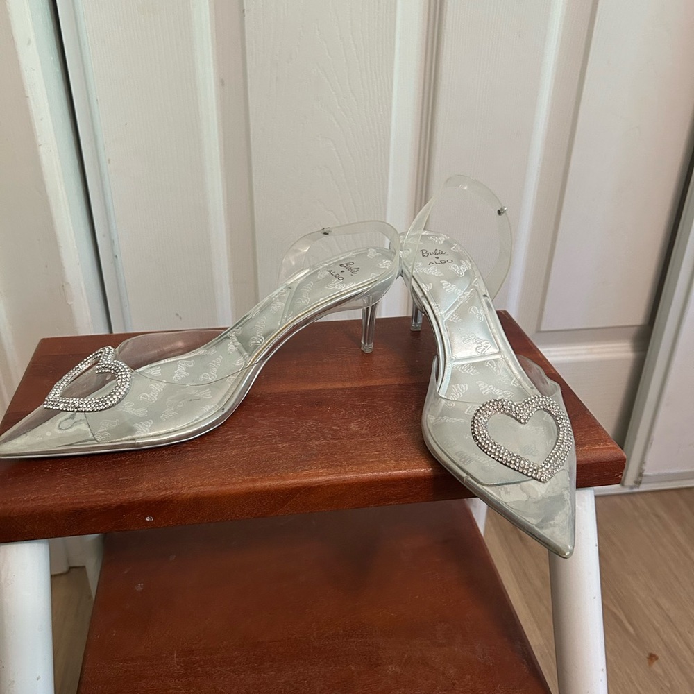 Aldo Barbie Silver Heels with Hearts